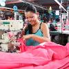 Fleece jacket sewing machine operator